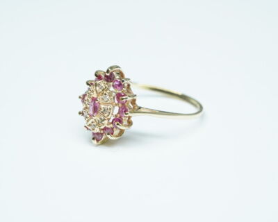 Schmuck aus zweiter Hand - Fingerring 14k Gelbgold mit Rubinen und Diamanten