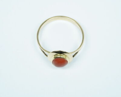 Second Hand Schmuck - 18k Gelbgold Fingerring mit Koralle