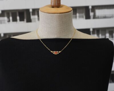 Second Hand Schmuck - 18k Gelbgold Collier mit Koralle