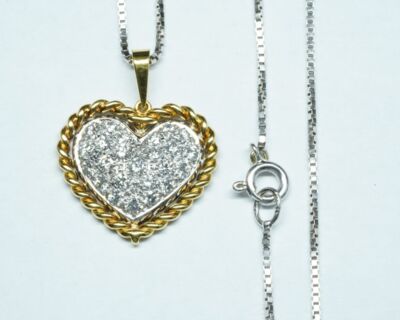 Schmuck aus zweiter Hand - Halskette 18k Gelb- und Weissgold mit Diamantanhänger