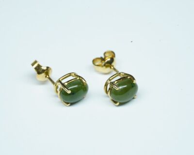 Schmuck aus zweiter Hand - Ohrstecker 14k Gelbgold mit Nephrit-Jade