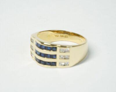 Secondhand Schmuck - 18k Gelbgold Fingerring mit Saphiren und Diamanten