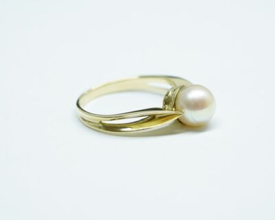 Secondhand - 18 Karat Gelbgold Fingerring mit Perle