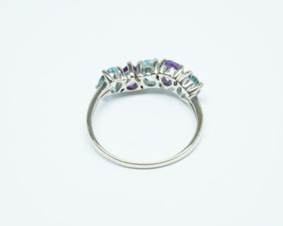 Second Hand Schmuck - Fingerring 18k Weissgold Topas und Amethyst