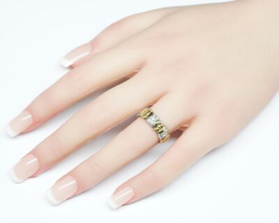 Pre-Loved Schmuck - 18k Gelb- und Weissgold Fingerring mit Diamanten