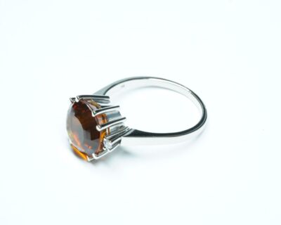 Schmuck aus zweiter Hand - 18k Weissgold Fingerring mit Citrin und Diamanten