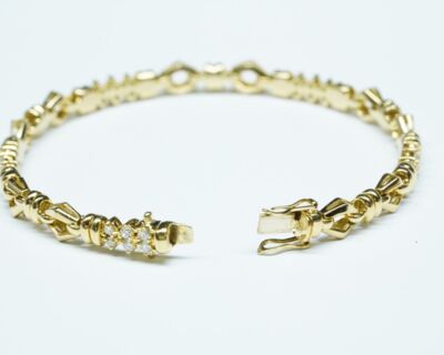 Schmuck aus zweiter Hand - 18k Gelbgold Armkette mit Diamanten