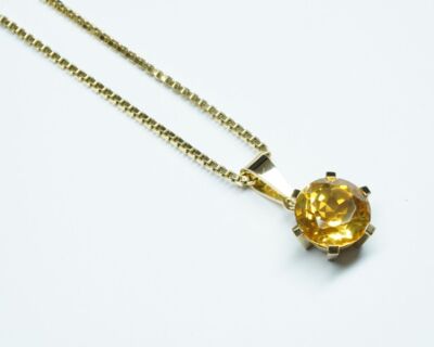 Schmuck aus zweiter Hand - Venezianerkette Gelbgold 8k mit 18k Citrin Anhänger