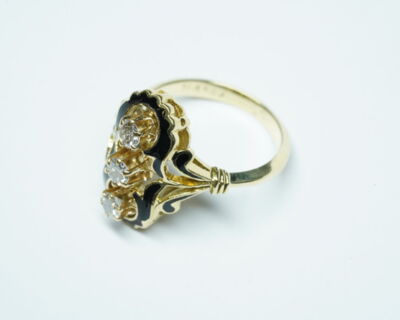 Schmuck aus zweiter Hand - Antikschmuck 14k Gelbgold Fingerring mit Diamanten