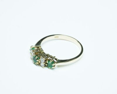 Schmuck aus zweiter Hand - 14k Gelbgold Fingerring mit Smaragden und Diamanten