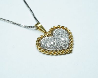 Schmuck aus zweiter Hand - Halskette 18k Gelb- und Weissgold mit Diamantanhänger