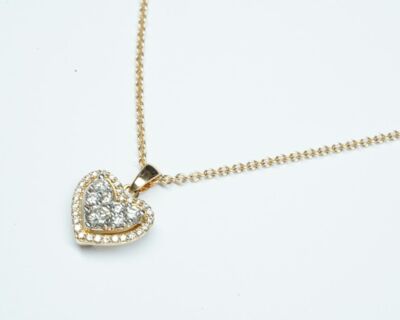 Schmuck aus zweiter Hand - Ankerkette mit Herzanhänger und Diamanten Rotgold 18k