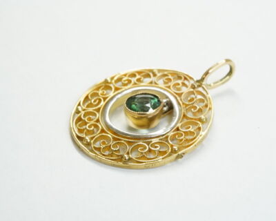 Second Hand Schmuck - Anhänger 18k Gelbgold mit Turmalin