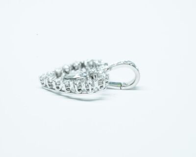 Schmuck aus zweiter Hand - 18k Weissgold Herz Anhänger mit Diamanten