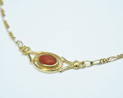 Second Hand Schmuck - 18k Gelbgold Collier mit Koralle