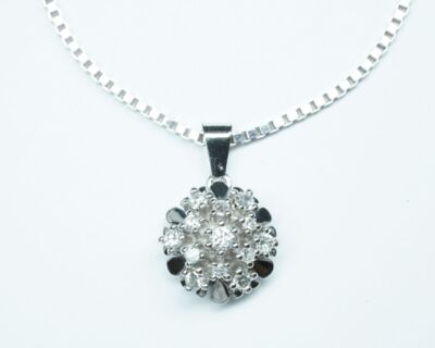 Pre Loved Jewelry - 14k Weissgold Venezianerkette mit Diamantanhänger