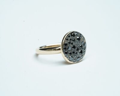 Pomellato "Sabbia" Fingerring Rosegold mit schwarzen Diamanten