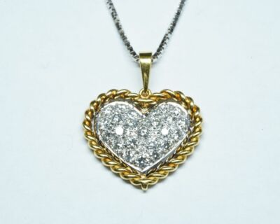 Schmuck aus zweiter Hand - Halskette 18k Gelb- und Weissgold mit Diamantanhänger