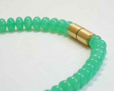 Second Hand - Chrysopras Collier mit 18k Goldverschluss