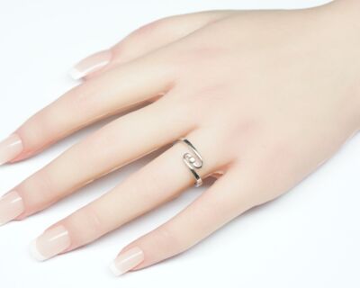 Pre-Loved Ring - 18k Weissgold Fingerring mit Diamant
