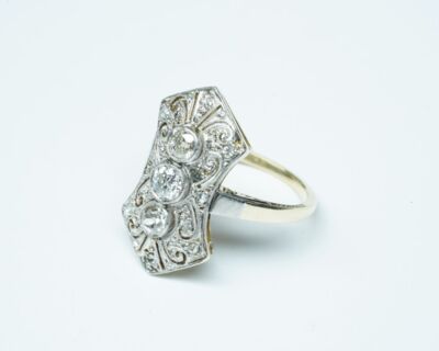 Art Deco Fingerring - 14k mit Diamanten