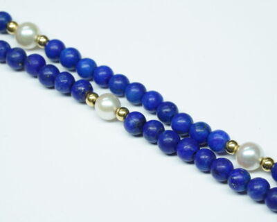 Schmuck aus zweiter Hand - Perlen und Lapislazuli Halskette