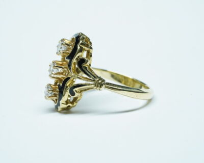Schmuck aus zweiter Hand - Antikschmuck 14k Gelbgold Fingerring mit Diamanten