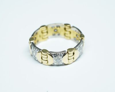 Pre-Loved Schmuck - 18k Gelb- und Weissgold Fingerring mit Diamanten