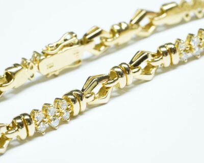 Schmuck aus zweiter Hand - 18k Gelbgold Armkette mit Diamanten