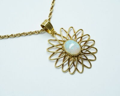 Secondhand Schmuck - Doppelankerkette 18k mit Opalanhänger