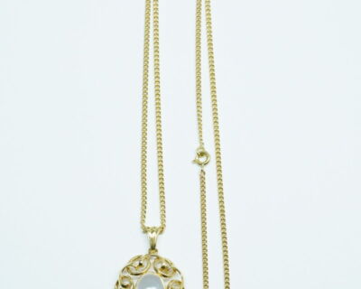 Second Hand Schmuck - Gelbgold Halskette und Anhänger 18k mit Mondstein