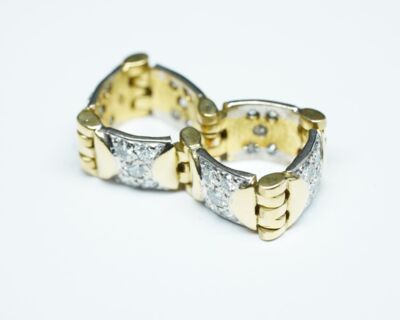 Pre-Loved Schmuck - 18k Gelb- und Weissgold Fingerring mit Diamanten