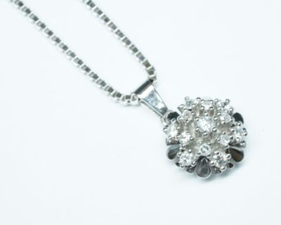 Pre Loved Jewelry - 14k Weissgold Venezianerkette mit Diamantanhänger