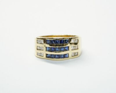 Secondhand Schmuck - 18k Gelbgold Fingerring mit Saphiren und Diamanten
