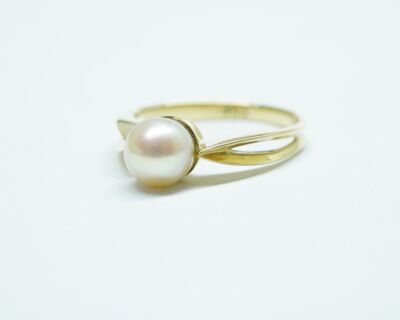 Secondhand - 18 Karat Gelbgold Fingerring mit Perle
