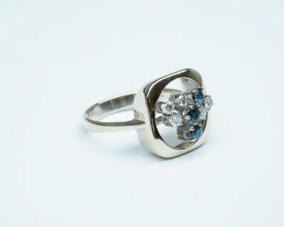 Second Hand Schmuck - Fingerring Weissgold mit Saphiren und Diamanten