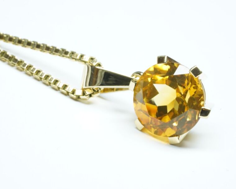 Schmuck aus zweiter Hand - Venezianerkette Gelbgold 8k mit 18k Citrin Anhänger
