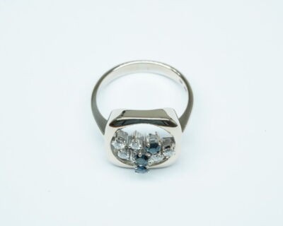 Second Hand Schmuck - Fingerring Weissgold mit Saphiren und Diamanten