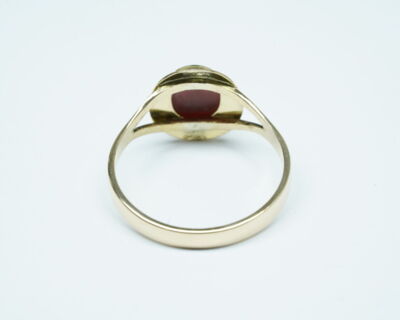 Second Hand Schmuck - 18k Gelbgold Fingerring mit Koralle