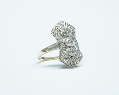 Art Deco Fingerring - 14k mit Diamanten
