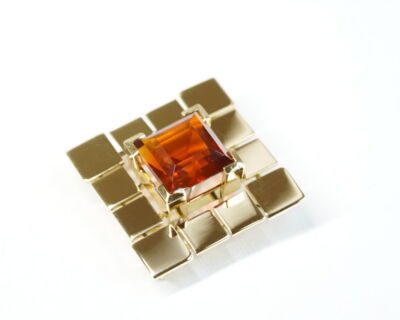 Second Hand Schmuck - 18k Gelbgold Brosche mit Citrin