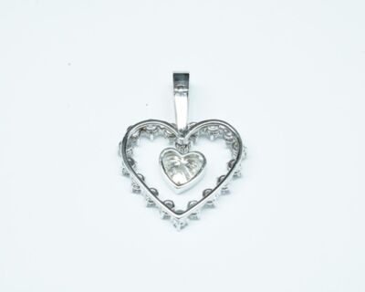 Schmuck aus zweiter Hand - 18k Weissgold Herz Anhänger mit Diamanten
