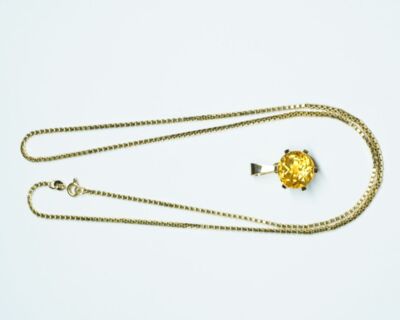 Schmuck aus zweiter Hand - Venezianerkette Gelbgold 8k mit 18k Citrin Anhänger