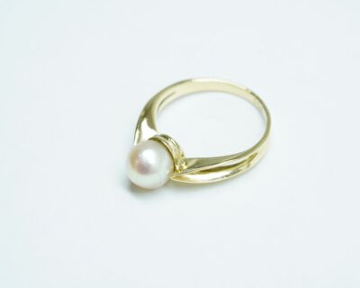 Secondhand - 18 Karat Gelbgold Fingerring mit Perle