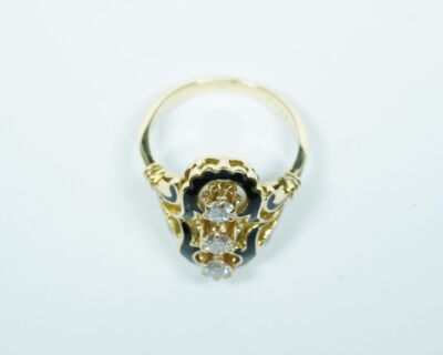 Schmuck aus zweiter Hand - Antikschmuck 14k Gelbgold Fingerring mit Diamanten