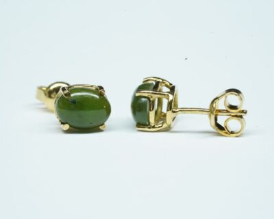 Schmuck aus zweiter Hand - Ohrstecker 14k Gelbgold mit Nephrit-Jade