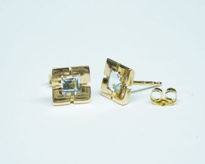 Schmuck aus zweiter Hand - 14k Gelbgold Ohrstecker mit Aquamarin